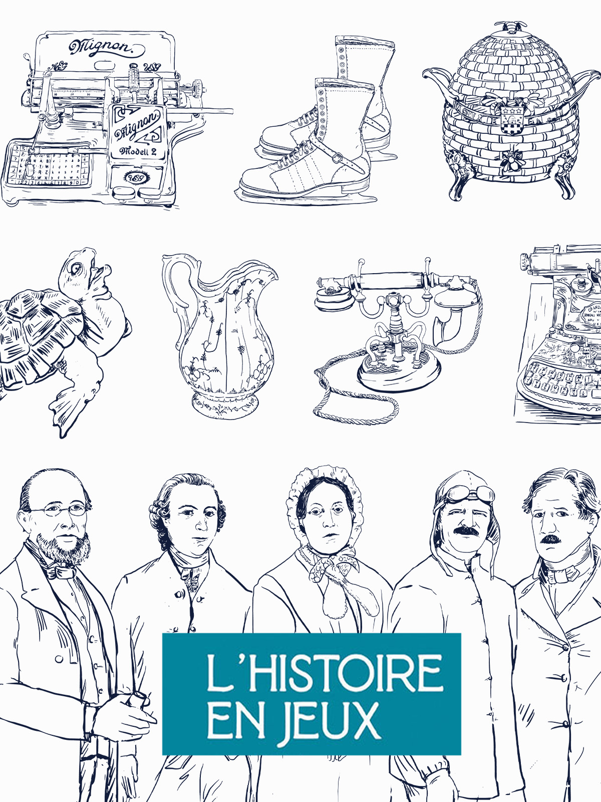 Histoire en jeux Jeu de société conçu par le Musée d'histoire de La Chaux-de-Fonds. Graphisme : Johanna Castellanos, Atelier Racines Graphiques, La Chaux-de-Fonds. © Racines Graphiques, Musée d'histoire de La Chaux-de-Fonds.2022.